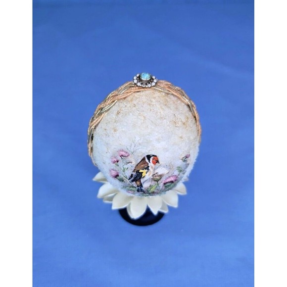 Egg Shell Art Flowers Birds Jewelry Vintage Handmade Decorated - Picture 2 of 9